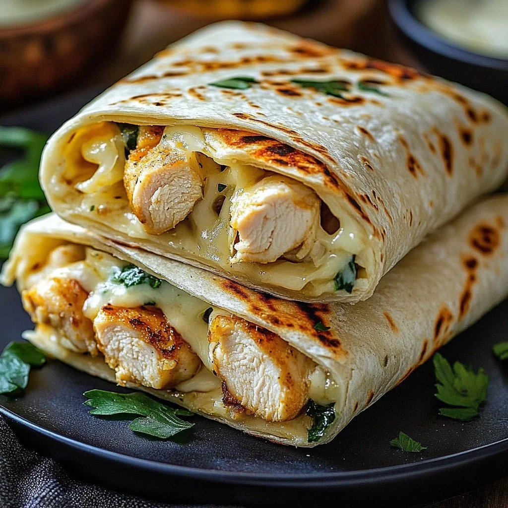 Cheesy Garlic Chicken Wraps