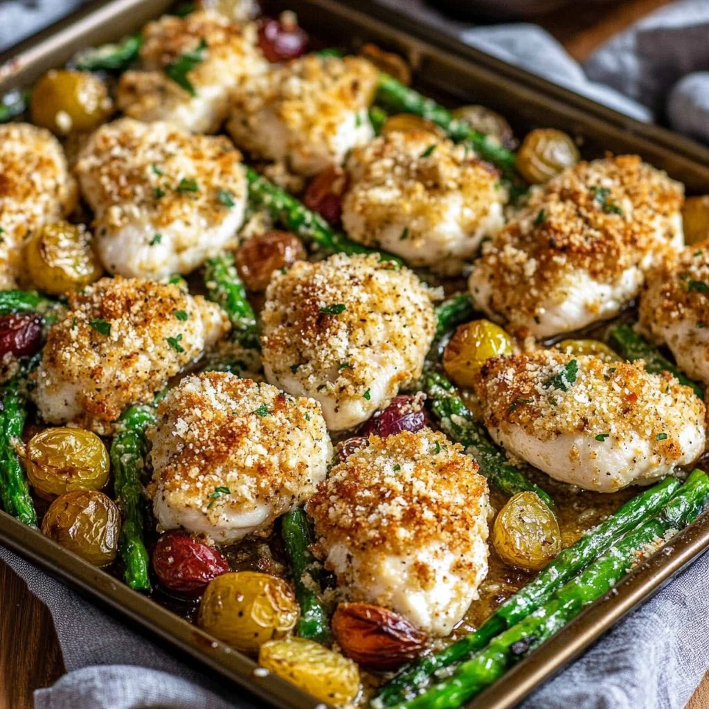 Parmesan Crusted Chicken Sheet Pan Dinner