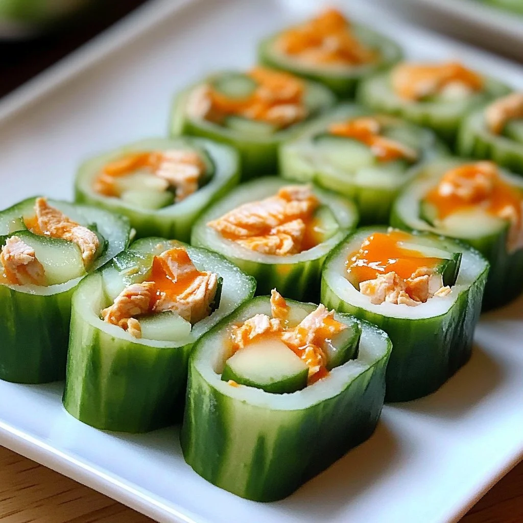 Buffalo Chicken Cucumber Rolls