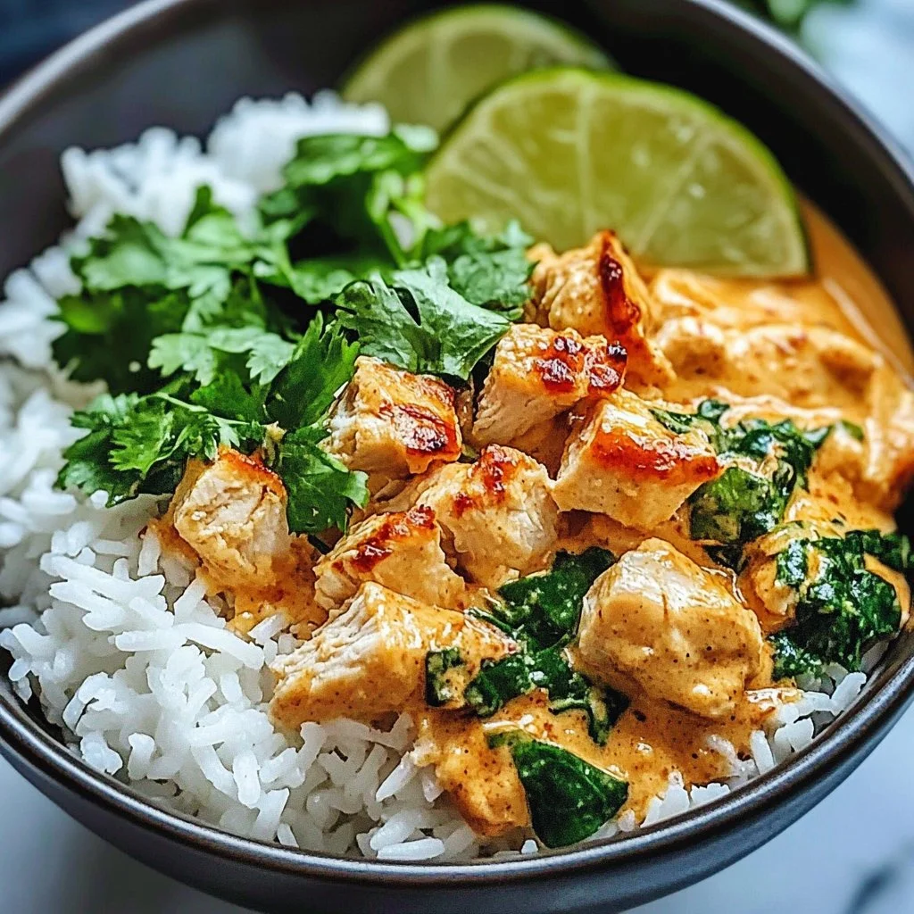 Delicious Coconut Chicken Rice Bowl with fresh ingredients and vibrant colors