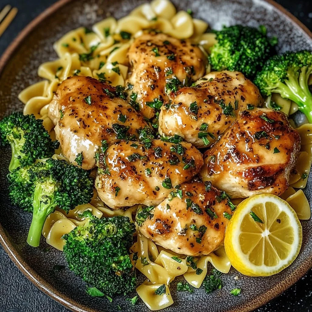 Cowboy Butter Lemon Bowtie Chicken with Broccoli