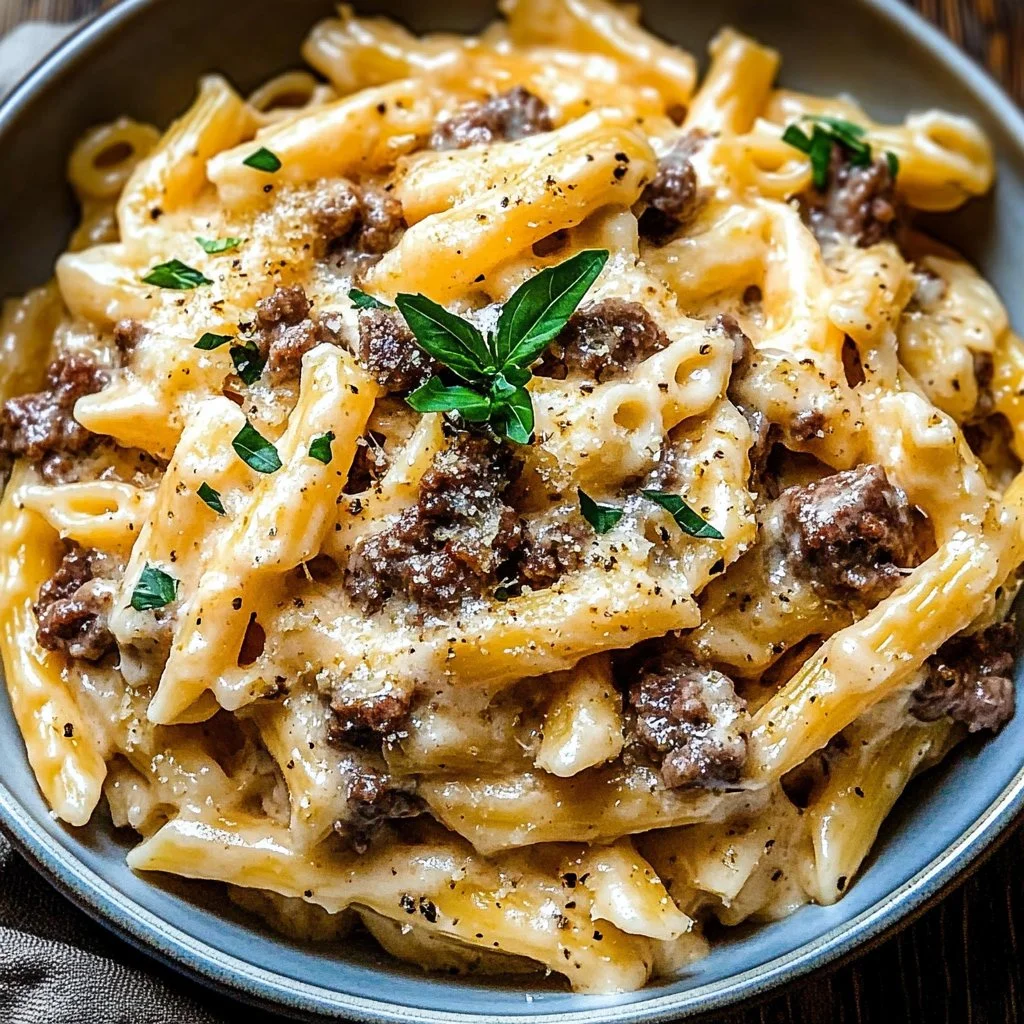 Creamy High Protein Beef Pasta