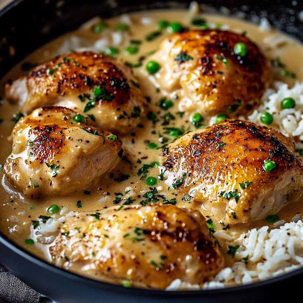 Creamy Smothered Chicken and Rice 1 Creamy Smothered Chicken and Rice