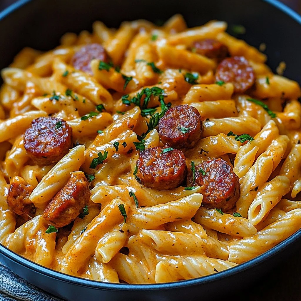 One-Pot Creamy Spicy Cajun Sausage Pasta
