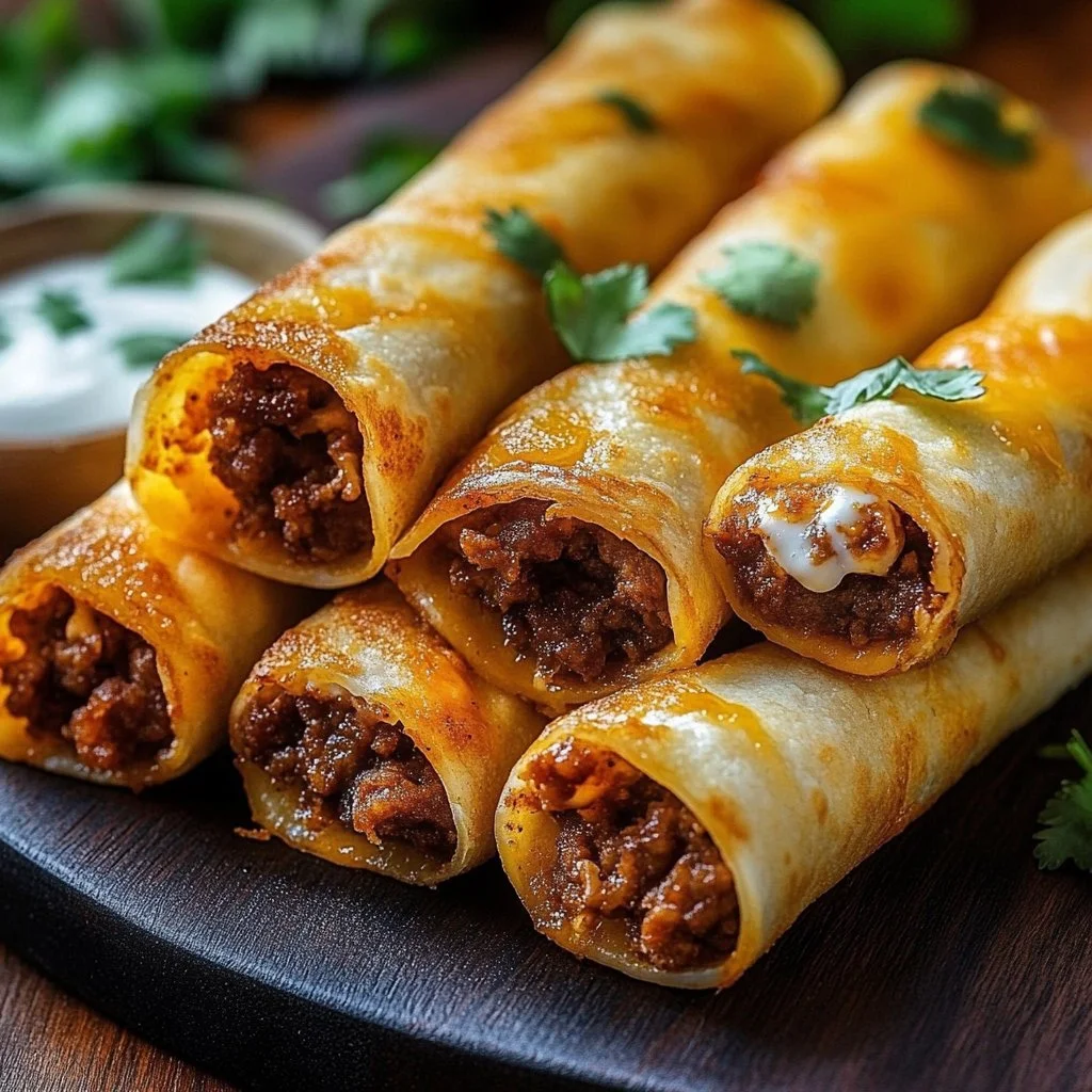 Crispy Cheesy Beef Taquitos