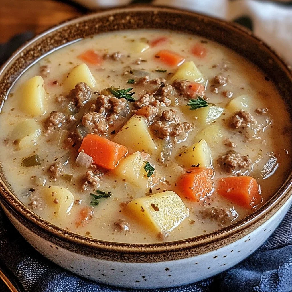 Crockpot Creamy Potato & Hamburger Soup
