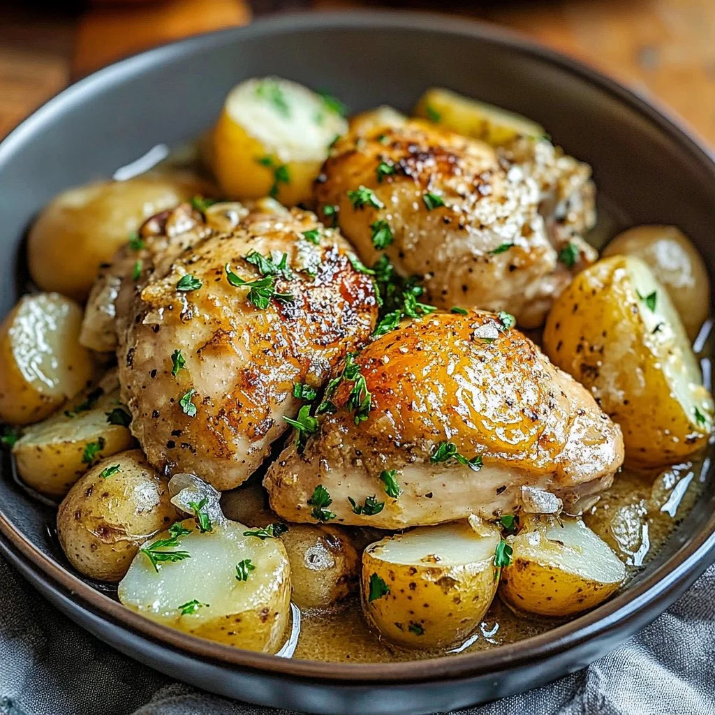 Crockpot Garlic Parmesan Chicken and Potatoes