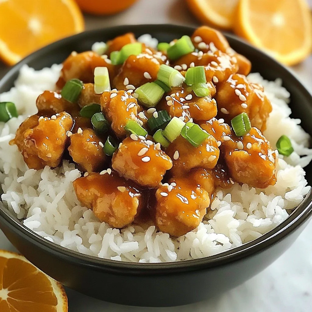 Gluten-Free Orange Chicken served on a plate with fresh vegetables