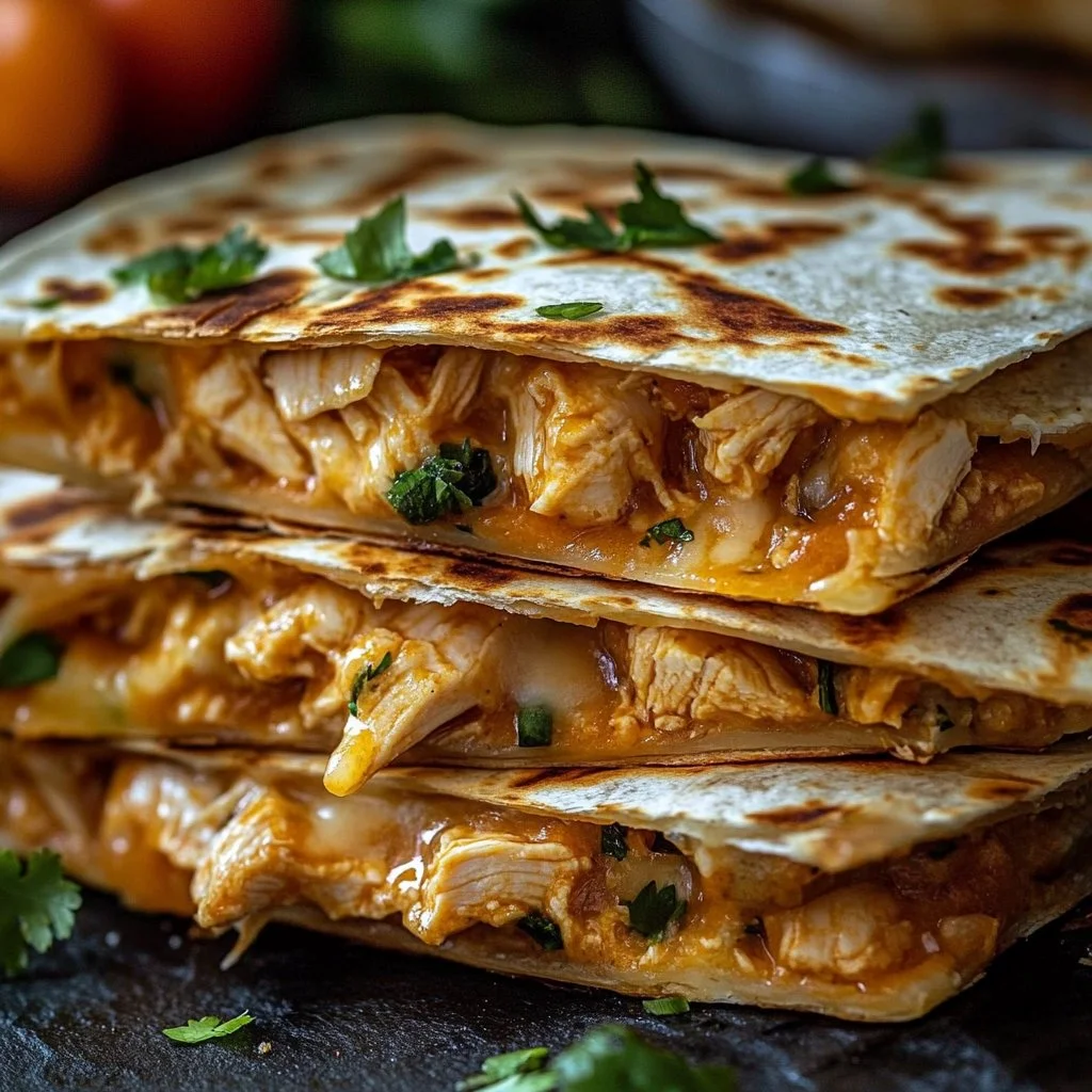 High Protein Chicken Ranch Quesadilla served with sides