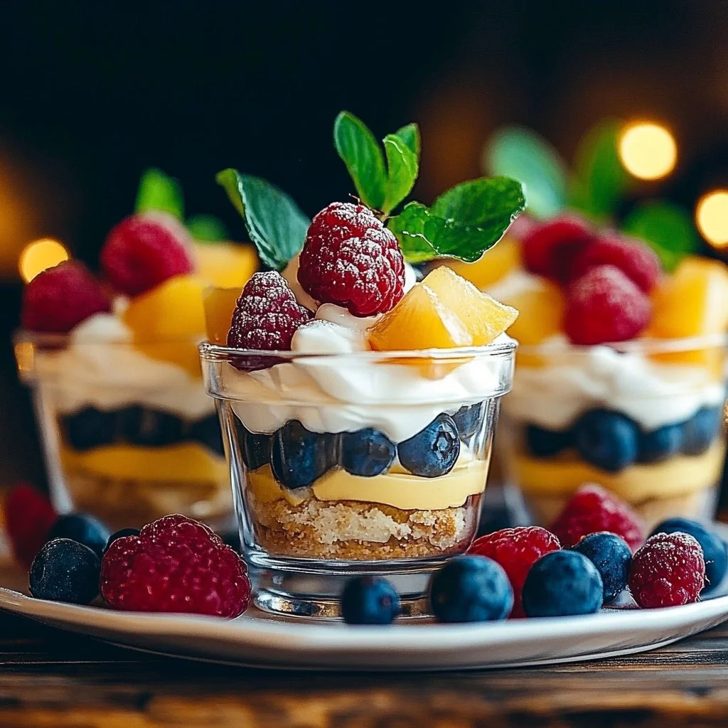 Mini Trifles with Fresh Fruits and Cream