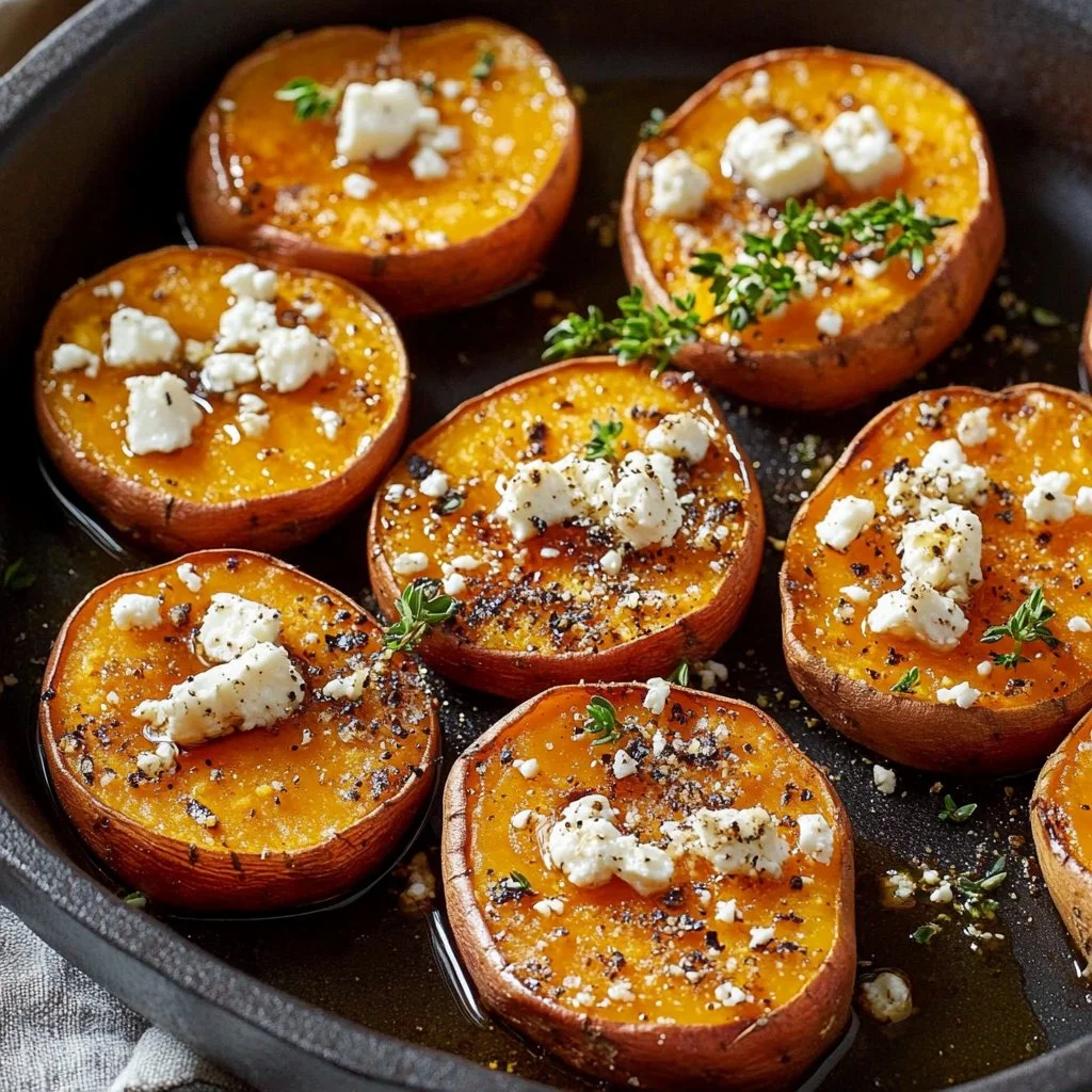 Roasted Sweet Potato Rounds with Honey & Feta