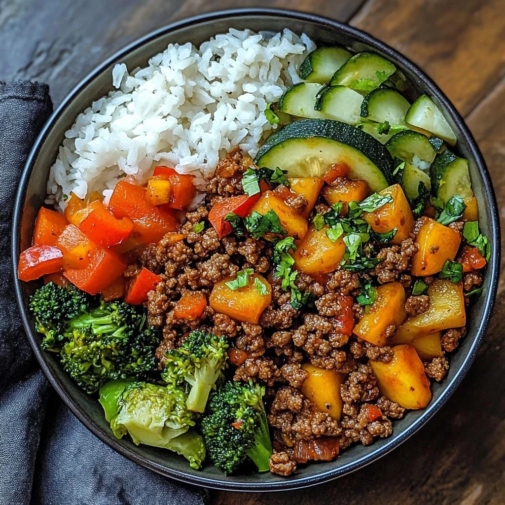 Spicy Ground Beef Veggie Bowl