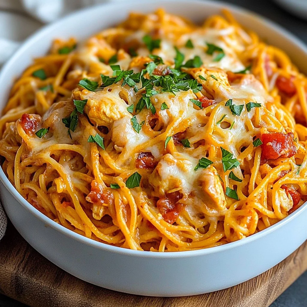 Spicy Southern Cheesy Chicken Spaghetti