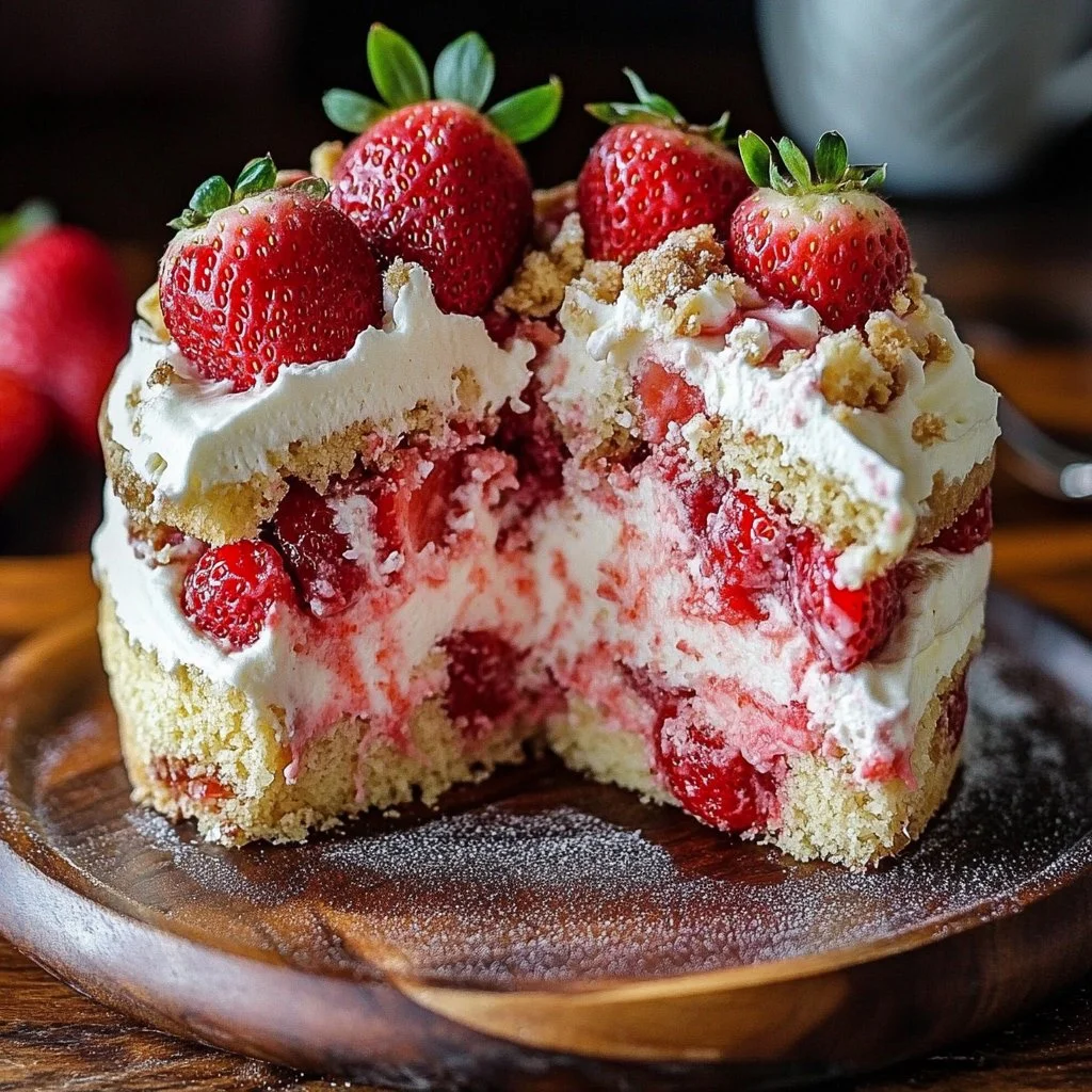 Strawberry Earthquake Cake