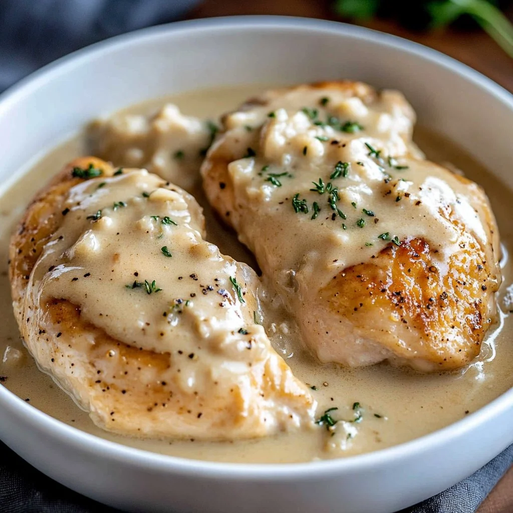 Easy Crockpot Chicken with Creamy Gravy
