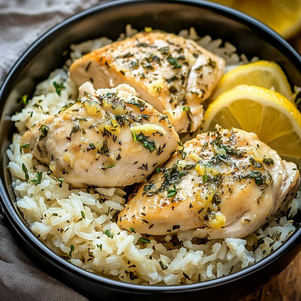 Slow Cooker Lemon Herb Chicken and Rice