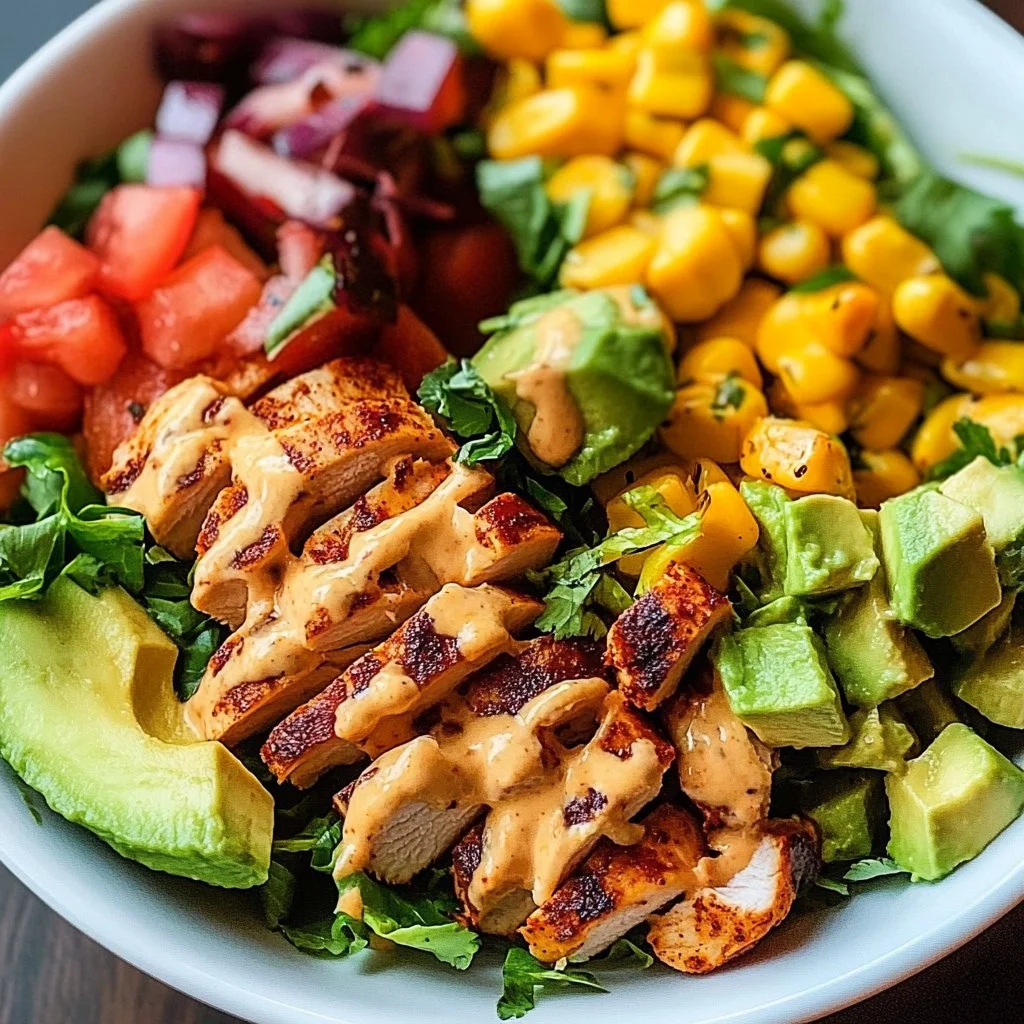 Spicy Southwest Avocado Chicken Salad with colorful ingredients